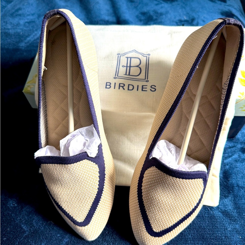 Birdies Women's Beige and Dark Blue Flats